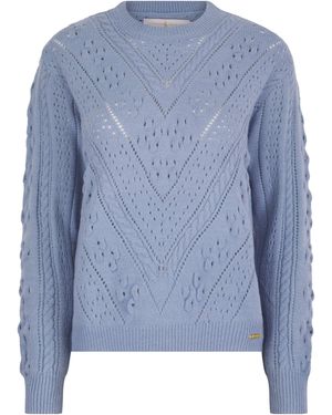 Hortons England Newquay Pointelle Knit Jumper Powder - Blue