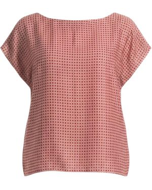 Stovaria Short Sleeve Geometric Print Top - Red