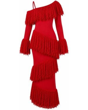 Ofuure Igho Sequin Fringe Maxi Dress - Red