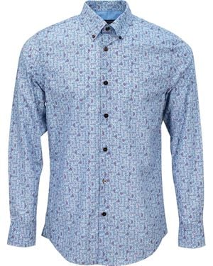 lords of harlech Morris Geo Tulip Shirt - Blue