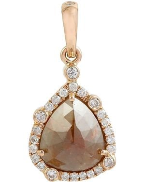 Artisan Rose 18K Rose Pear-Cut Ice Diamond Charm Pendant - Natural