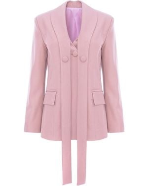 BLUZAT Powder Blazer With Long Lapels - Pink