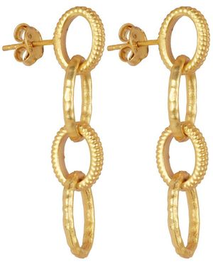 Lila Rasa Oval Hammered Link Earrings - Metallic