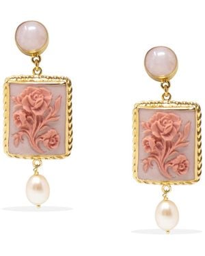 Vintouch Italy Eternal Bloom Cameo Earrings - Metallic