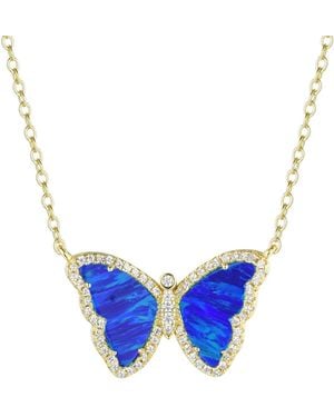 KAMARIA Opal Butterfly Necklace With Stripes - Blue