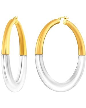 Gold & Honey Xl Clear And Chunky Graduated Hoop Earrings - Metallic