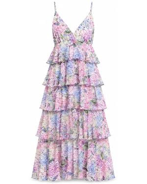 NEVA Mirielle Tiered Midi Resort Dress - Purple