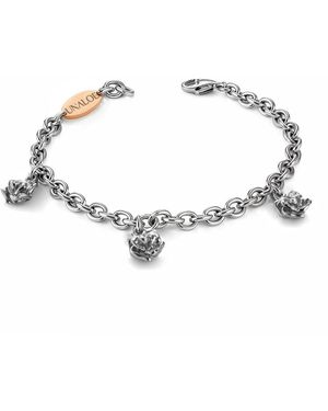 Unaloe Sterling Rose Charm Bracelet Florida – Handmade Italian Chain Jewellery - Metallic