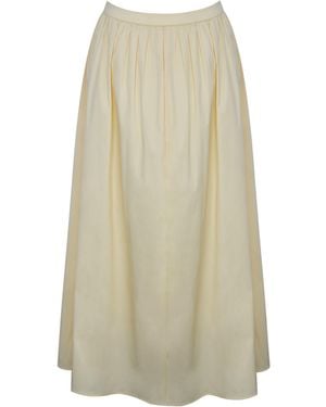 Miss Circle New York Wina Lemon Cotton Poplin Low-Waisted Maxi Skirt - White