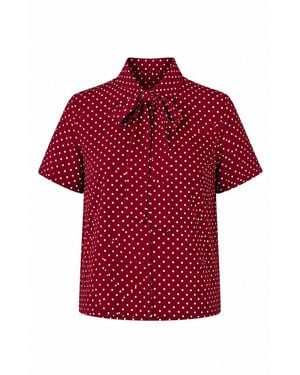 Gunda Hafner Ltd Polka Dot Short Sleeve Bow Shirt - Red