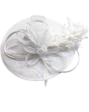 Cy Boutique Statement Fascinator Hat With Feather Detail - White