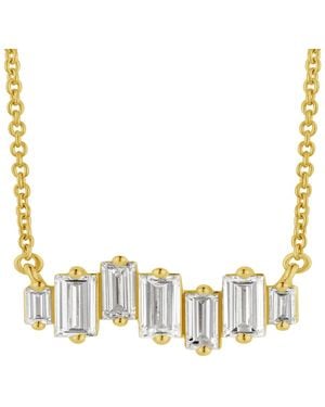 Artisan 14K Emerald Cut Diamond Bar Pendant Necklace - Metallic