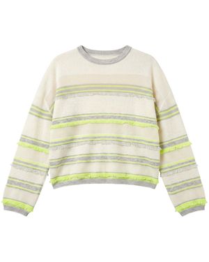 Brodie Cashmere Funky Stripe Cashmere Crew Neck Jumper - Yellow