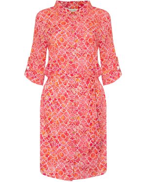 Sophia Alexia Marble Mosaic Zanzibar Shirt Dress - Red