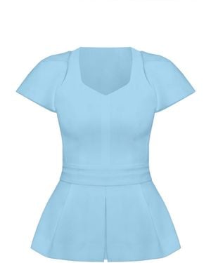 Tia Dorraine Short-Sleeved Fitted Top - Blue