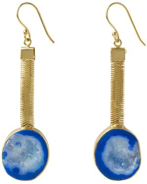YAA YAA LONDON Geode Drop Gemstone Earrings - Blue