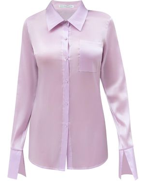 Animal Iridescent Fluid Button Down Shirt - Purple
