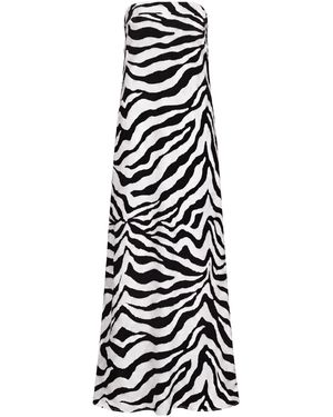 Kargede Strapless Zebra Print Maxi Dress - Black