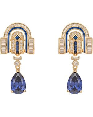 LÁTELITA London Savoy Art Deco Drop Earrings Sapphire - Blue