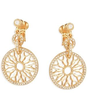 Grosse Crystal Clip On Drop Earrings, Series Lumière - Metallic