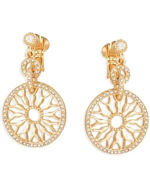 Grosse Crystal Clip On Drop Earrings, Series Lumière - Metallic