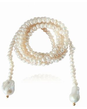 LINYA JEWELLERY Tera Long Pearl Necklace - White