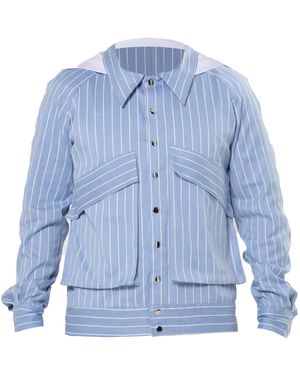 Metamorph Avant Garde Striped Denim Jacket - Blue