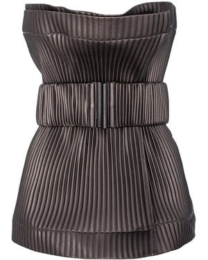Silvia Serban Antique Pleated Eco-Leather Belt - Grey