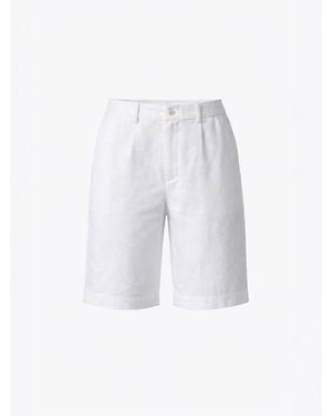 Haris Cotton Solid Linen Bermuda With Pleats - White