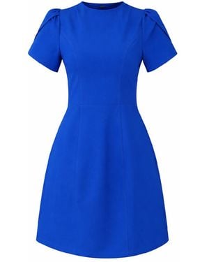 Girl In Mind Ami Tulip Sleeve High Neck Mini Dress Cobalt - Blue