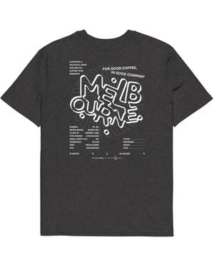 Anchor and Crew Dark Heather Gustatory Melbourne Coffee Scene Organic Cotton Embroidered T-Shirt - Black