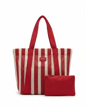 Nooki Design Hackney Stripe Shopper - Red