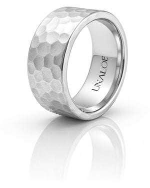 Unaloe Elegant Hammered French-Style Band For - Metallic