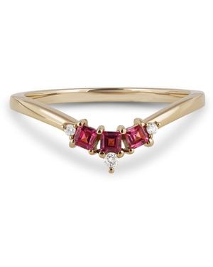 Zohreh Rhodolite Garnet & Diamond Hugging Ring 9K - White