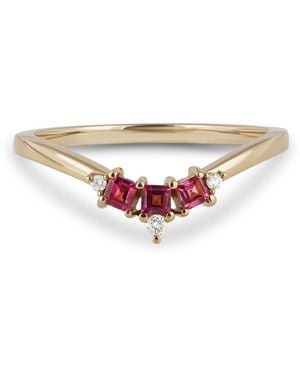 Zohreh V. Jewellery Rhodolite Garnet & Diamond Hugging Ring 9K - White