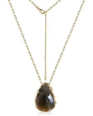 Rare Matters Jewelry Organic Labradorite Teardrop Necklace - Metallic