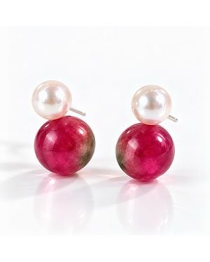 Ninemoo Baie Rose Tourmaline Pearl Earrings - Pink