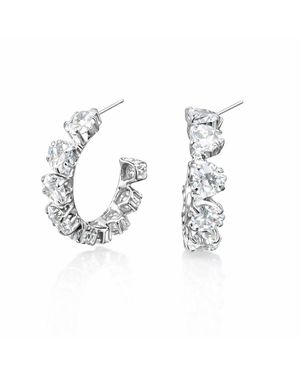 Maison De Gala Multi-Cut Crystal Hoop Earrings - Metallic