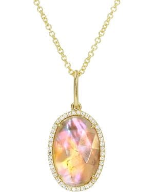 KAMARIA Peach Tourmaline & Pearl Doublet Necklace With Diamonds - Metallic