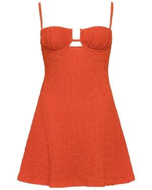 Montce Tangerine Petal Short Slip Dress - Red