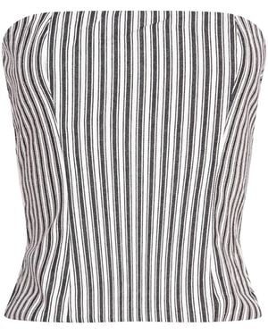 London Atelier Byproduct Striped Strapless Corset - Black