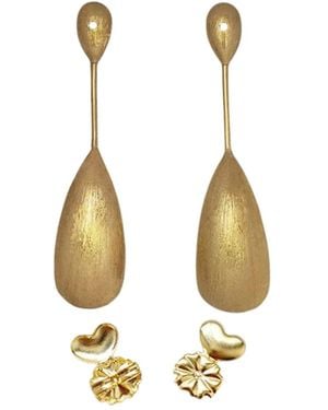 Bellatrix Detachable Double Drop Earring Is Perfect To Add An Extra Design Element To Your Stud Stone Earring - Metallic