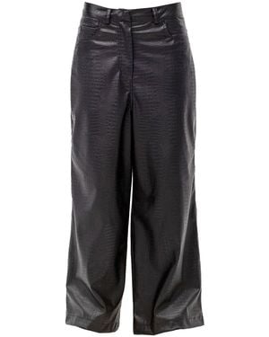 Maison Bogomil Wide Leg Faux Leather Trousers - Grey