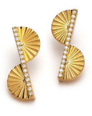 With Love Darling Fan Leaf Earrings - Metallic
