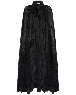 Lisa The Label Long Magnolia Lace Cape - Black