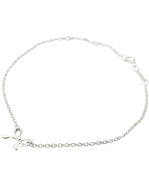 Harfi Dainty Bow Tie Bowknot Sterling Charm Bracelet - Metallic