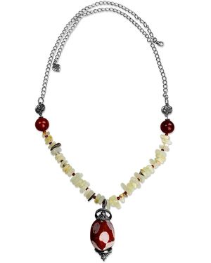 Bellus Domina Long Modern Onyx & Agate Necklace - Red