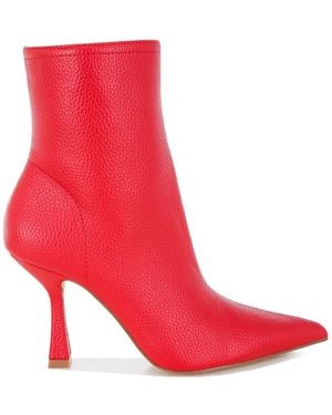 Rag & Co Farnak Pleather Spool Heel Boots - Red