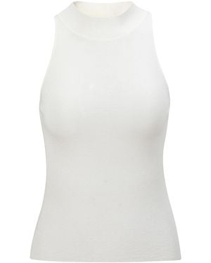 NUAJE NUAJE Halterneck Merino Wool Silk Knit Tank - White