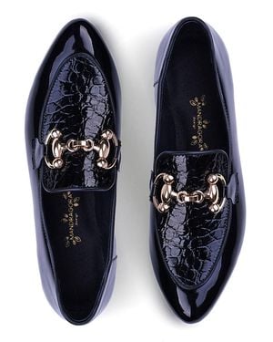 Mandragora Design Patrizia Patent Leather Loafer Shoes - Blue